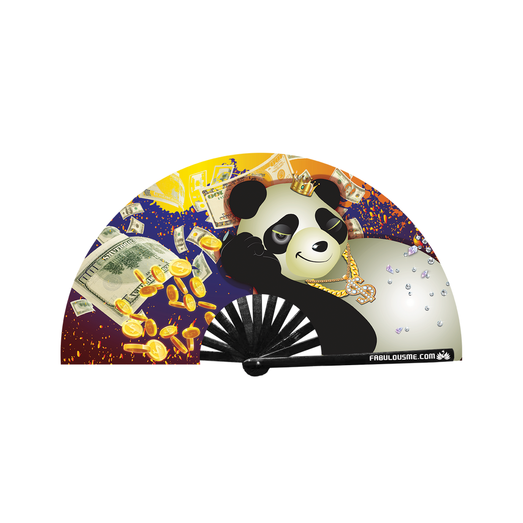 Plur Panda Crazy Rich Panda Fan, neon circuit fan, edm fan, rave fan by fabulousme.com fabulousme Plur Panda Crazy Rich Panda