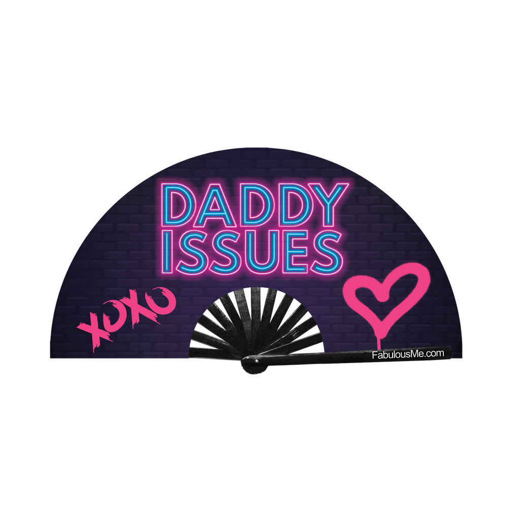 Daddy Issues bamboo circuit party uv glow fan by Fabulous me fans for raves edm festivals 