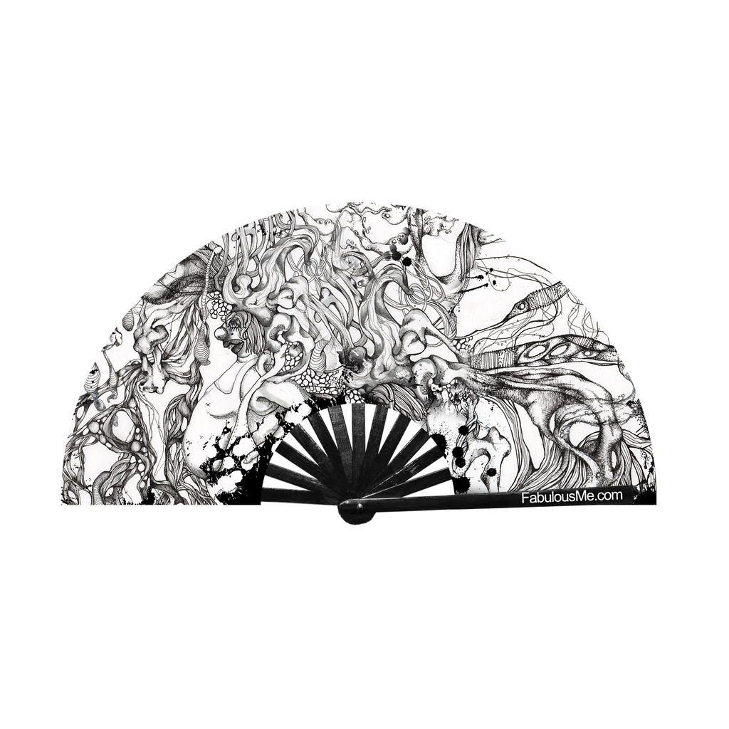 Pretender circuit party fan (can be used for circuit parties, raves, EDM festivals, parties, music festivals). Made with nylon fabric and bamboo ribs, made by FabulousMe fans. 