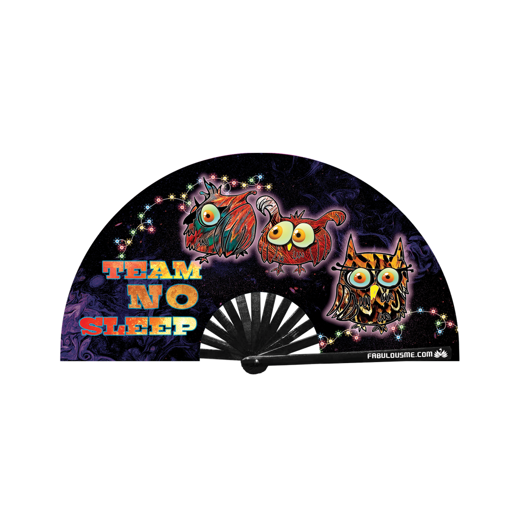Team No Sleep Neon circuit party fan (can be used for circuit parties, raves, EDM festivals, parties, music festivals). Made with nylon fabric and bamboo ribs, made by FabulousMe fans. 
