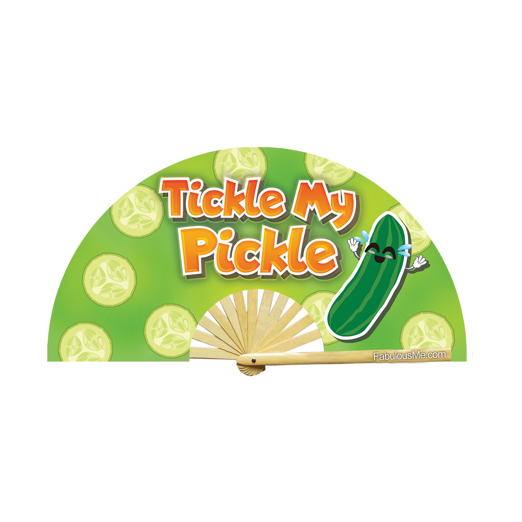 tickle my pickle circuit party uv glow bamboo hand fan by fabulous me fans festival rave gear clack