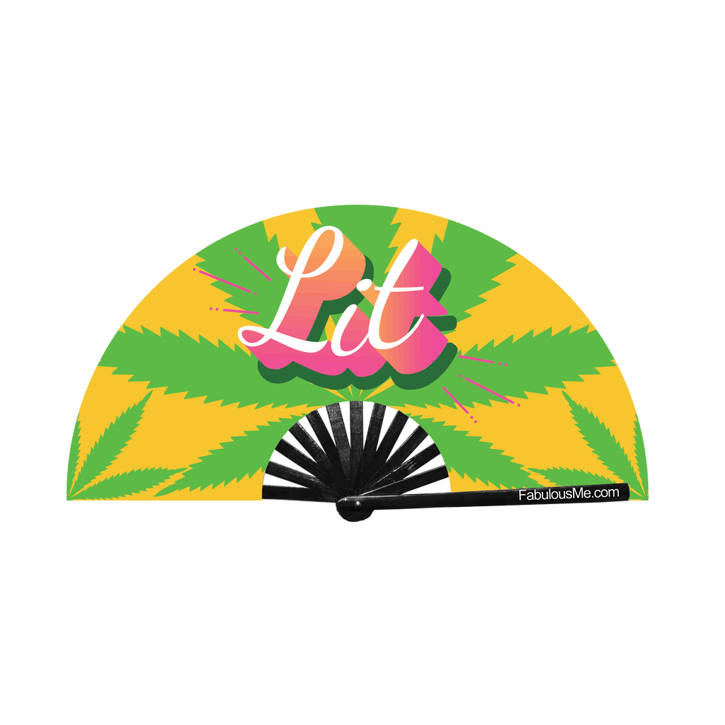 LIT 2.0 circuit party fan (can be used for circuit parties, raves, EDM festivals, parties, music festivals). Made with nylon fabric and bamboo ribs, fan also UV Glows  (UV Reactive) made by FabulousMe fans. 