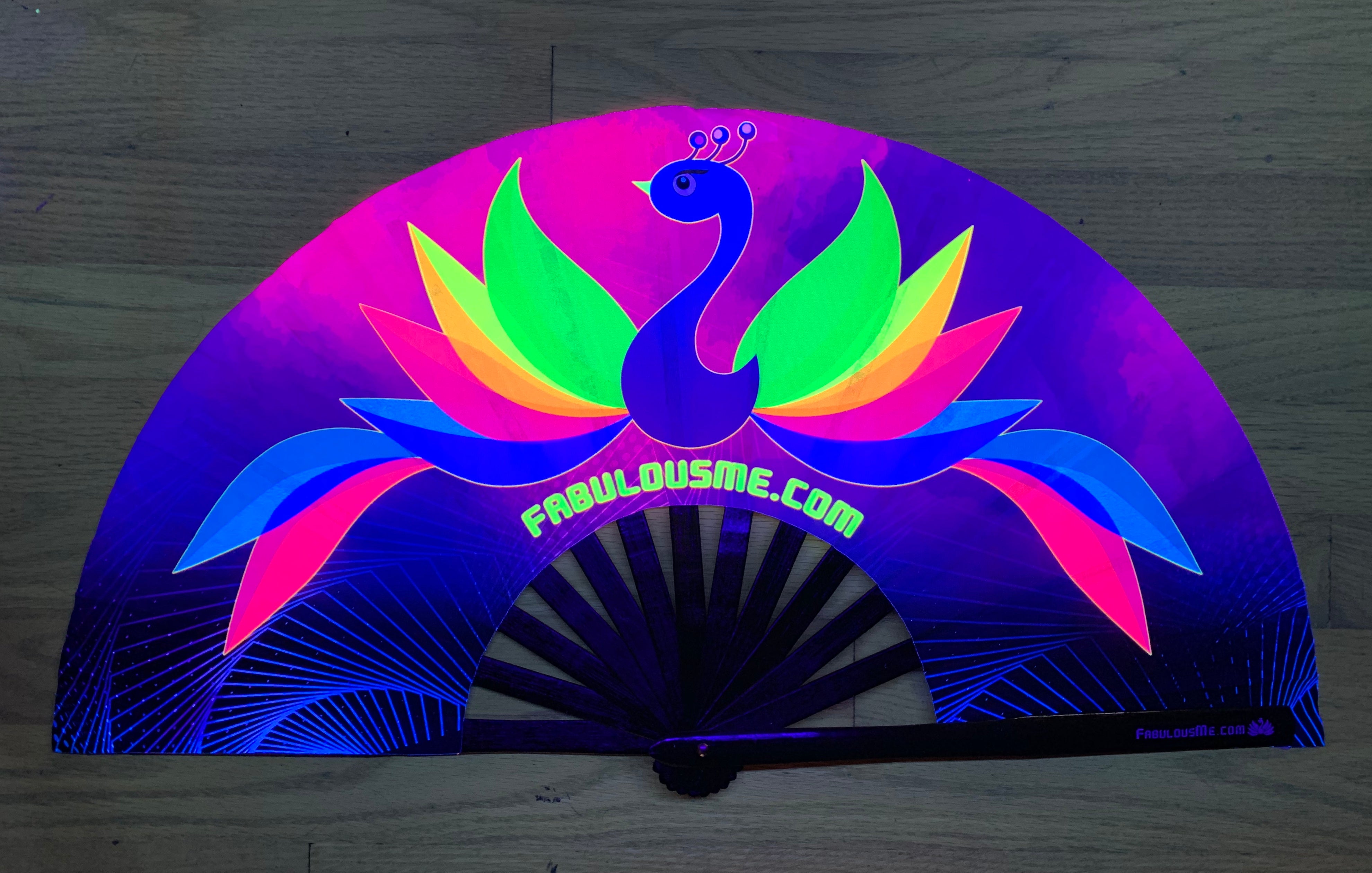 FabulousMe® Peacock Logo Fan (UV Glow) | FabulousMe