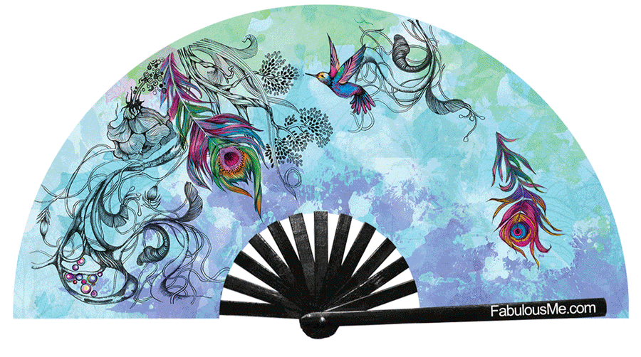 custom design circuit party uv glow fan by Fabulousme fans for raves edm festivals 