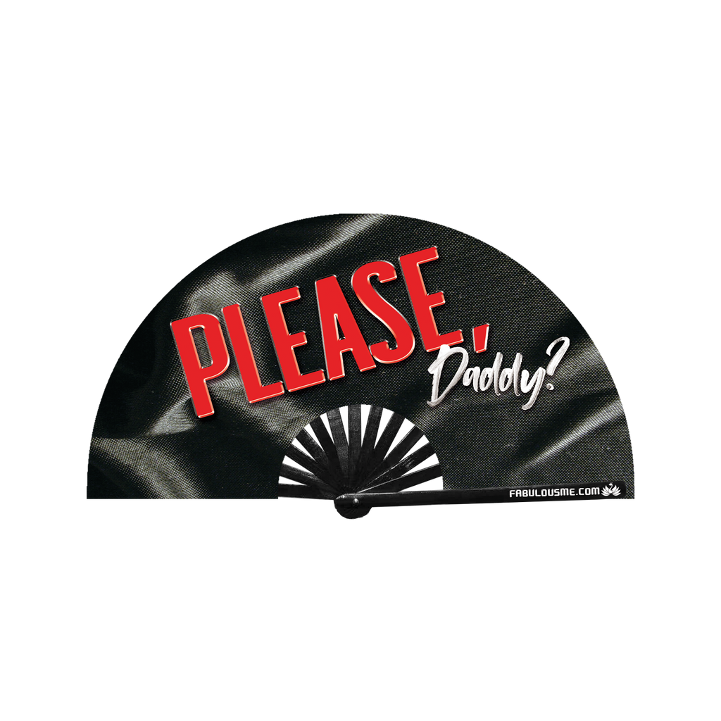 Please Daddy Neon circuit party fan (can be used for circuit parties, raves, EDM festivals, parties, music festivals). Made with nylon fabric and bamboo ribs, made by FabulousMe fans. 