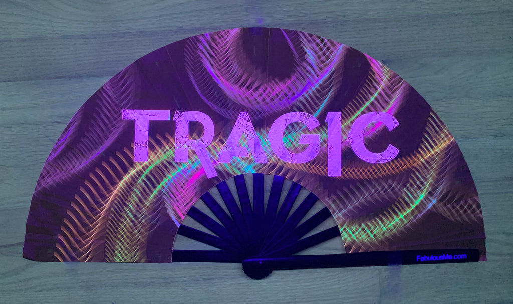 tragic circuit party uv glow bamboo hand fan by fabulous me fans mariah carey festival rave gear clack